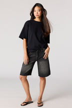 Jort baggy délavé noir à taille basse