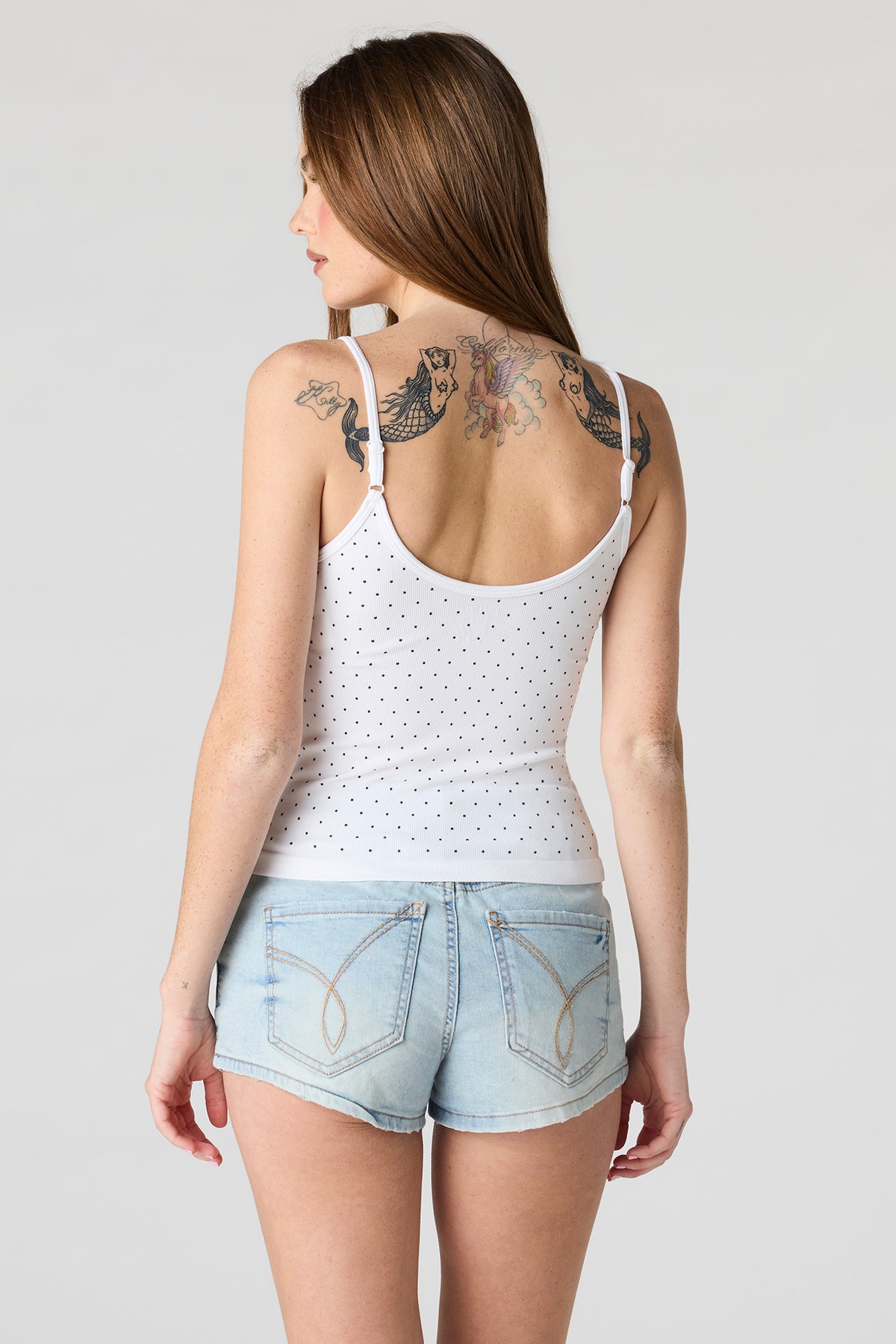 Alt View 2. South Beach Stretch Low Rise Light Denim Shortie - Light Denim Blue