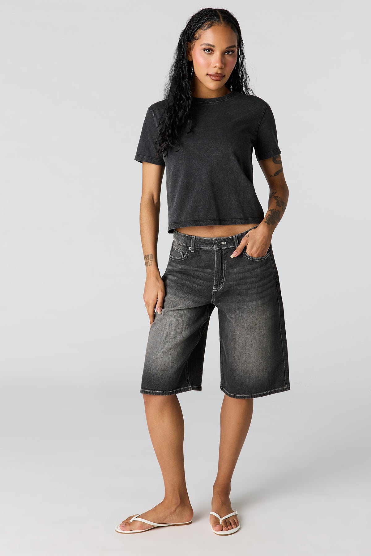 Low Rise Black Jort 13" - Black