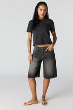 Low Rise Black Jort 13"