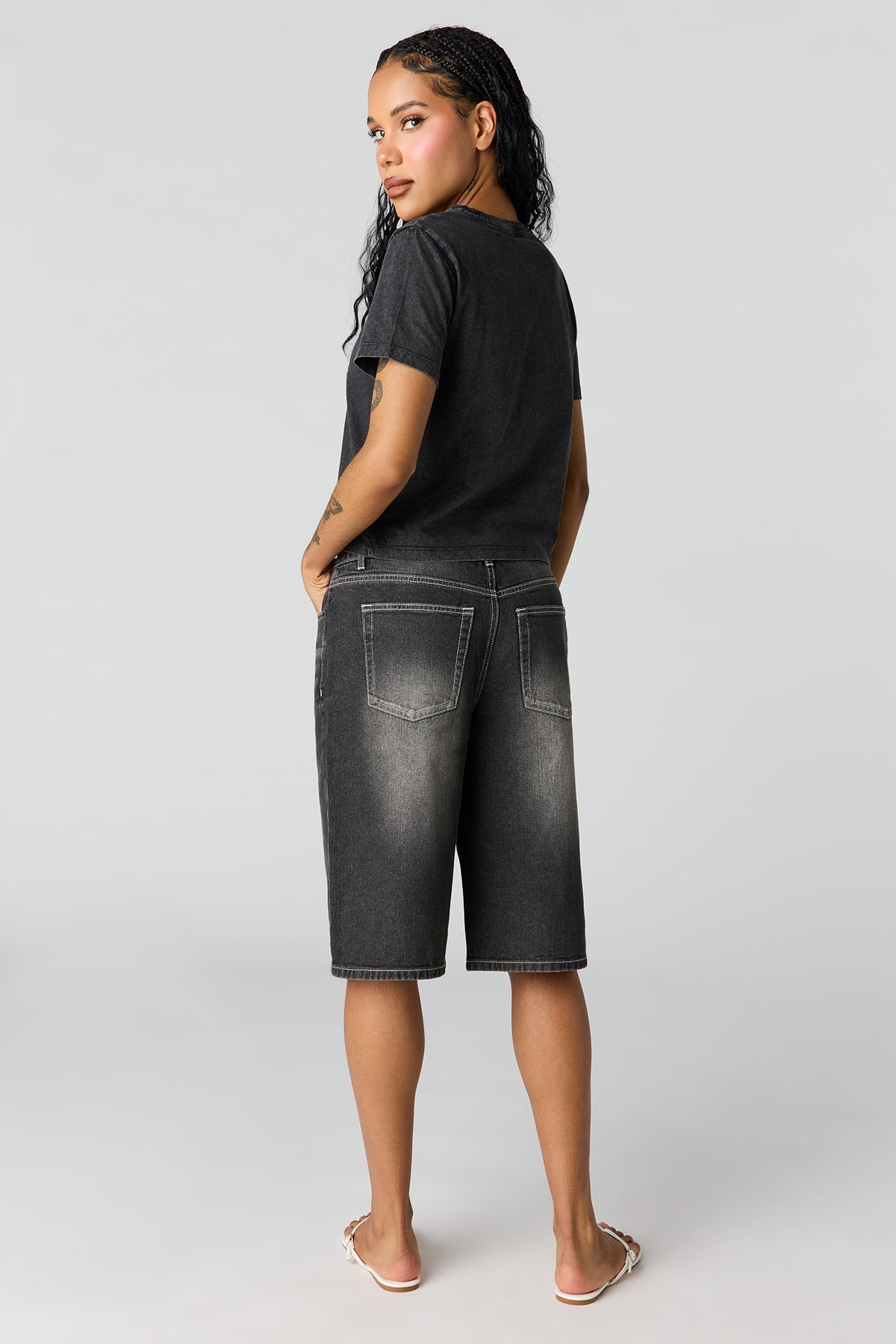Alt View 3. Low Rise Black Jort 13" - Black