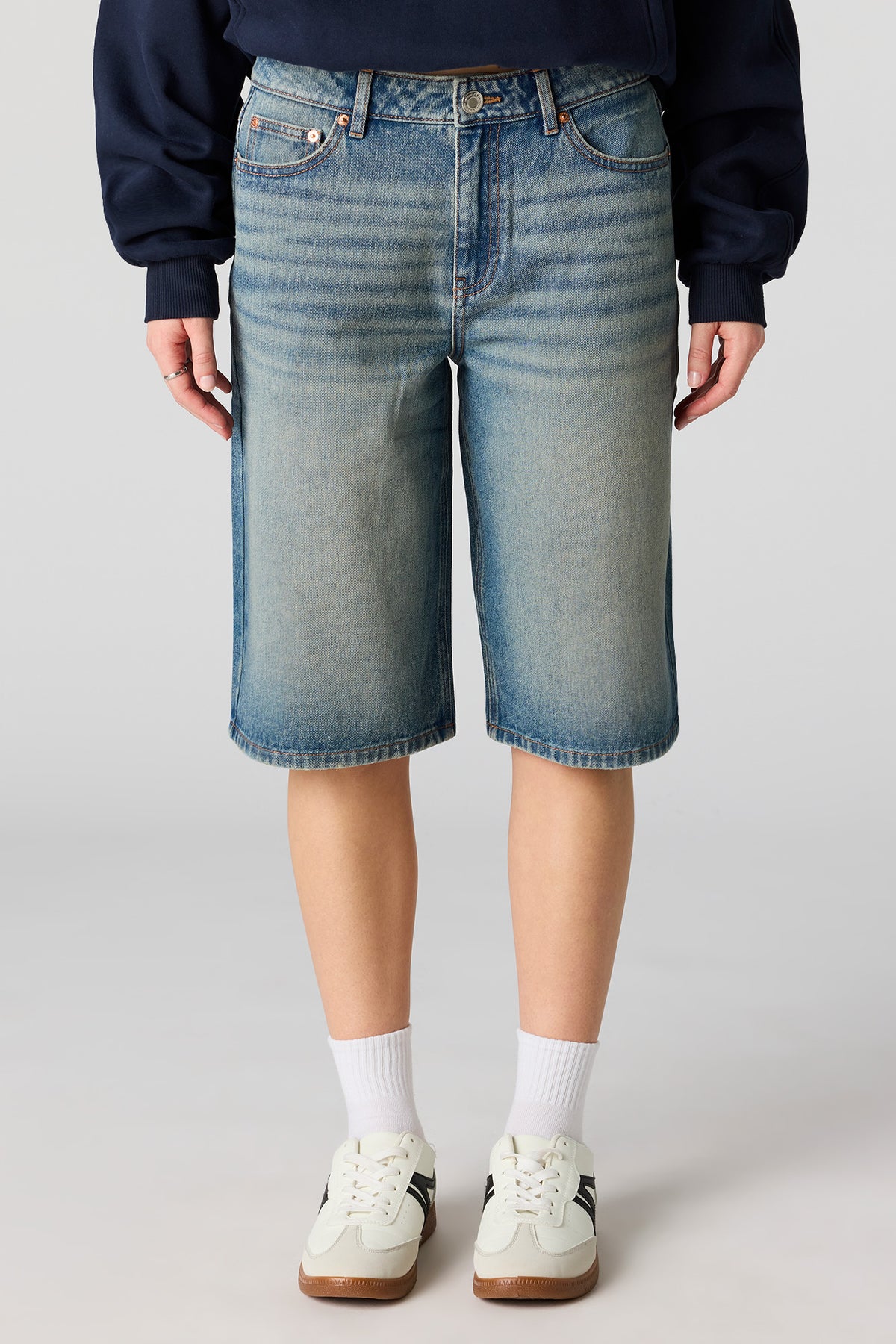 Alt View 2. Low Rise Vintage Dark Jort 13" - Midnight Blue
