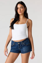 Low Rise Denim Micro Short