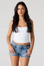 Low Rise Denim Micro Short