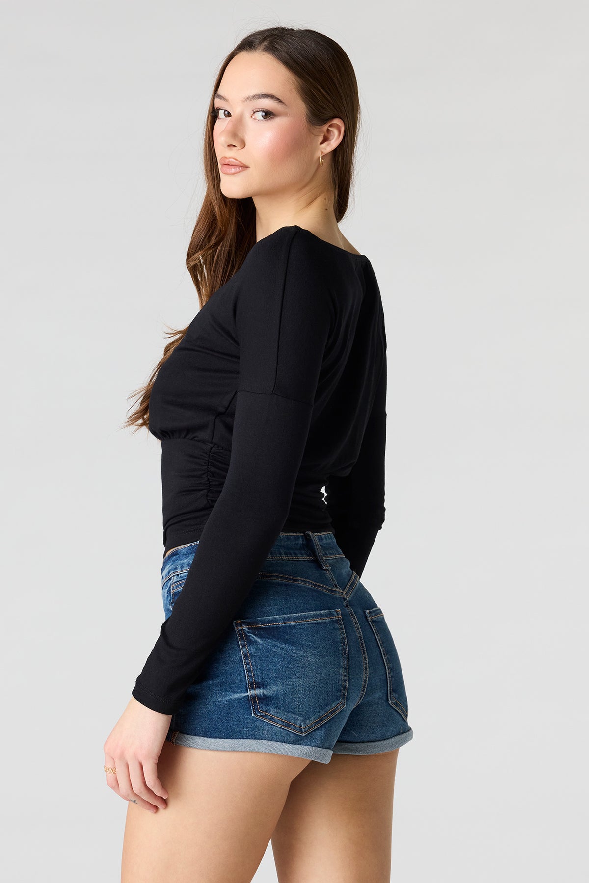 Alt View 2. Miami High Rise Denim Short - Denim Blue