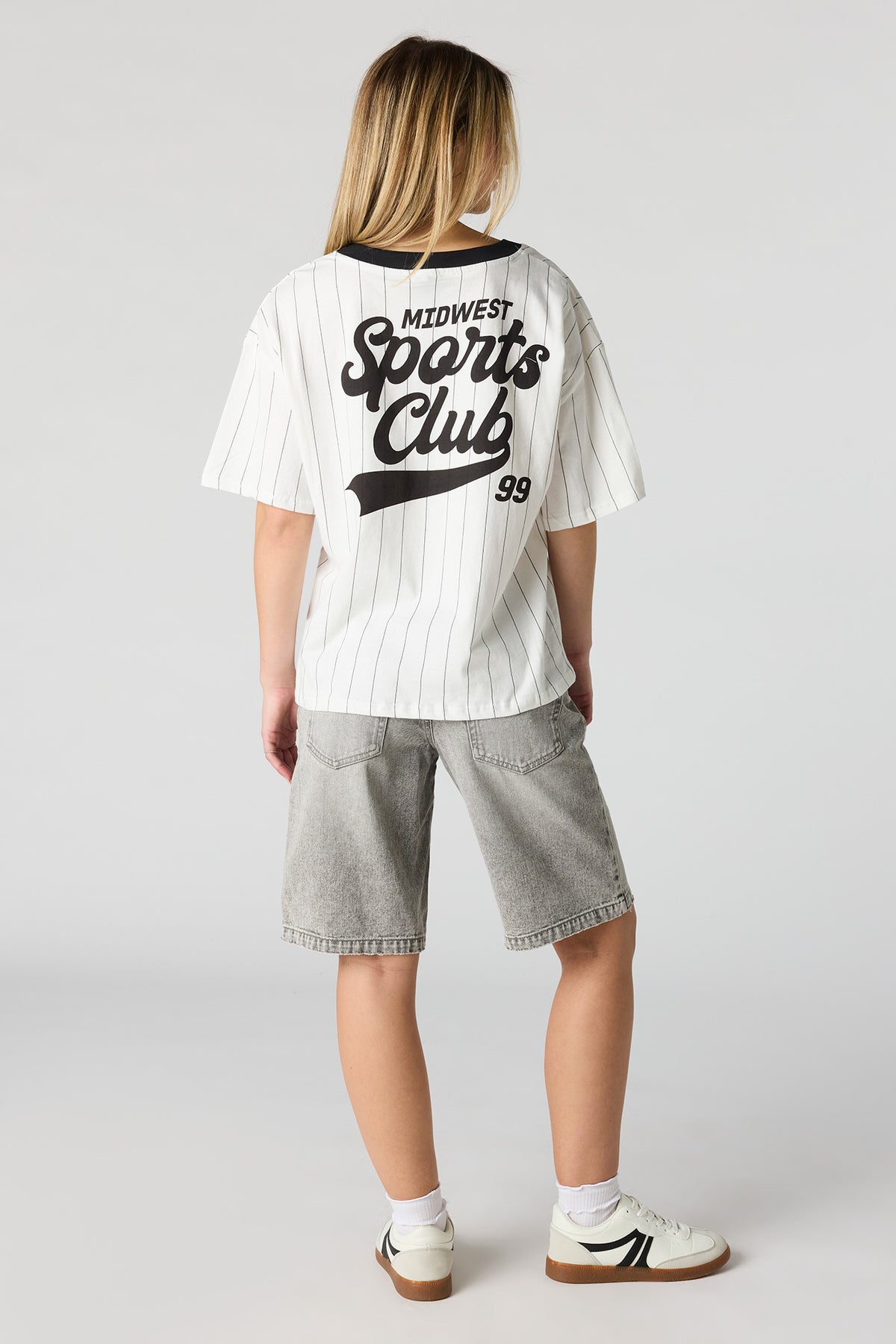Alt View 3. Brooklyn Low Rise Baggy Grey Jort - Light Grey