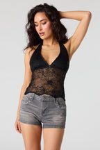 Mid Rise Stretch Push Up Embroidered Short
