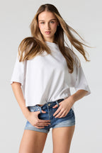 Miami Stretch Embroidered High Rise Denim Short