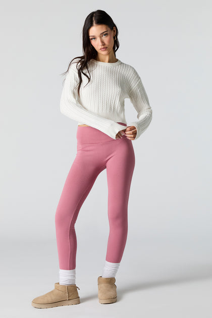 Legging côtelé taille haute sans couture