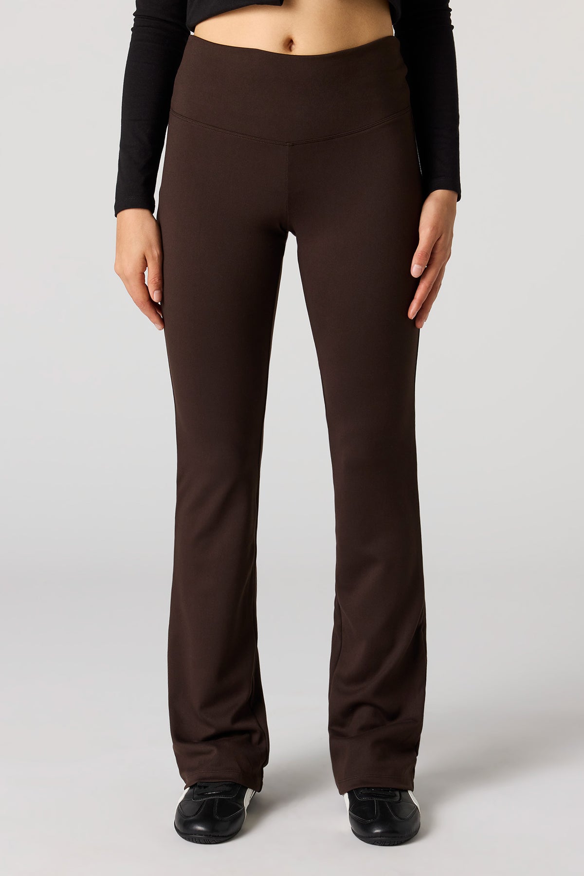 Alt View 2. Wide Waist Flare Legging - Brown