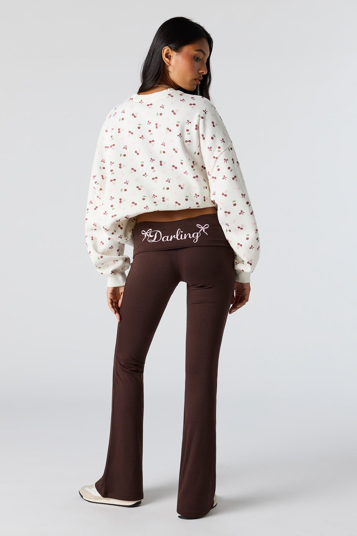 Pantalon à taille repliée avec imprimé