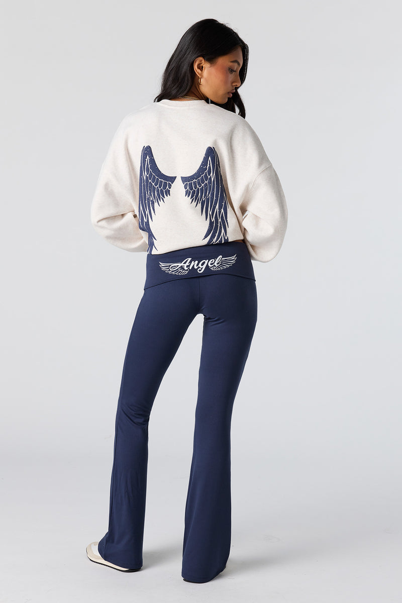 Pantalon à taille repliée avec imprimé