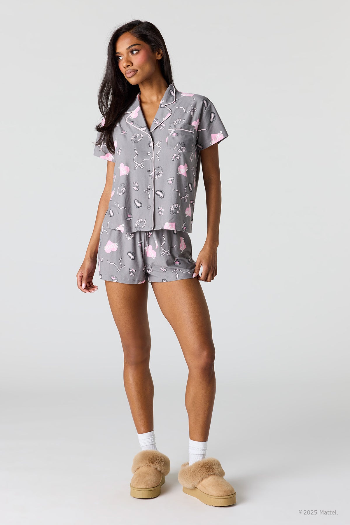 Vue alternative 3. Ensemble pyjama haut boutonné et short Barbie™ 