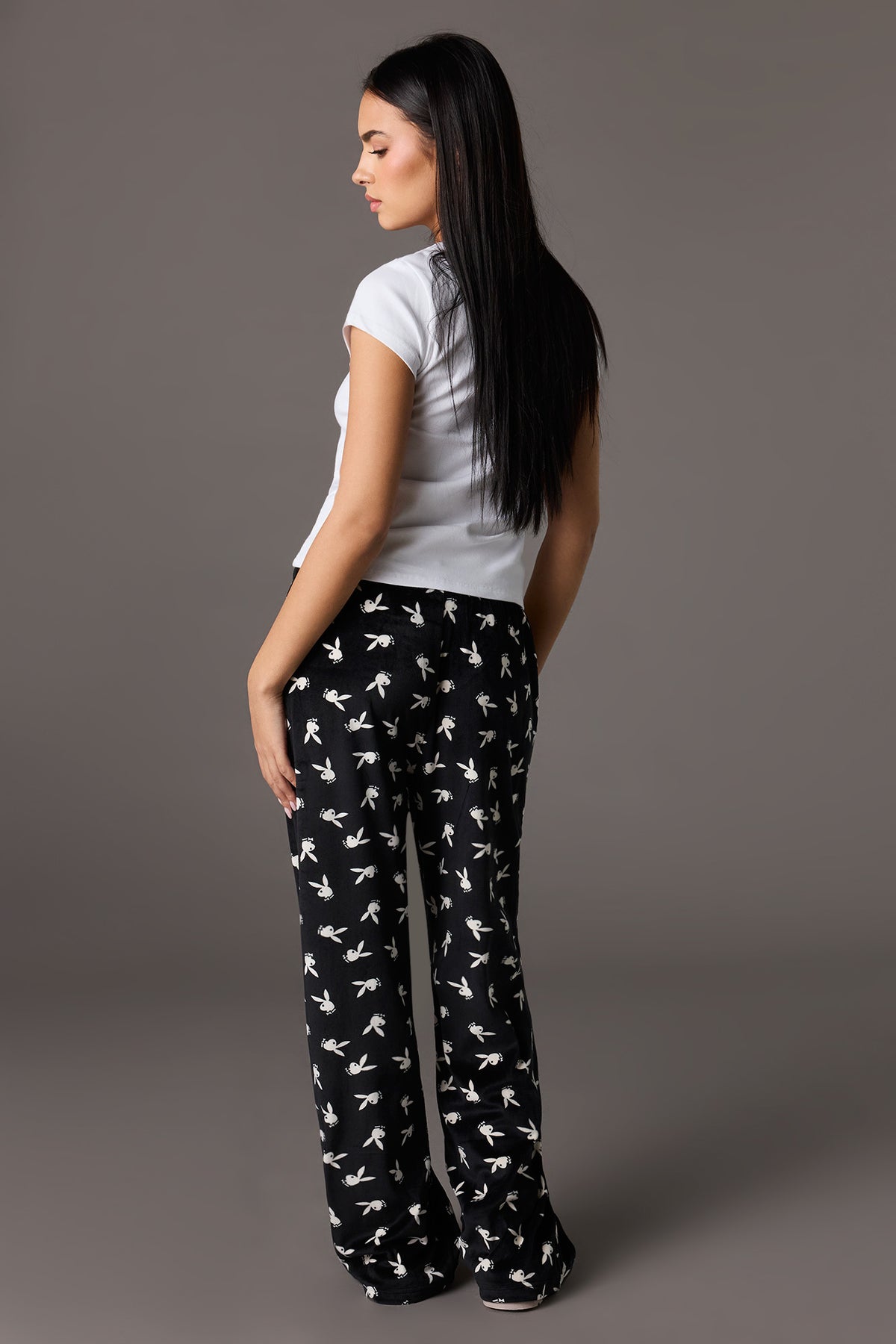 Alt View 3. Playboy Velour Printed Pajama Pant - Black