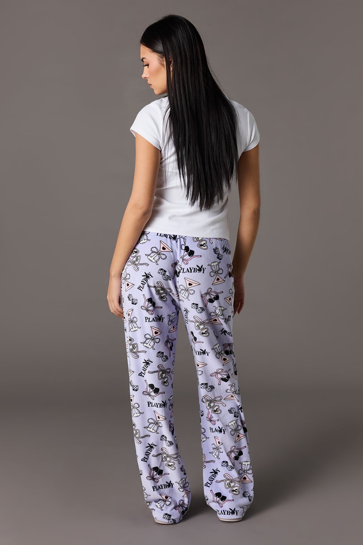 Alt View 3. Playboy Velour Printed Pajama Pant - Purple