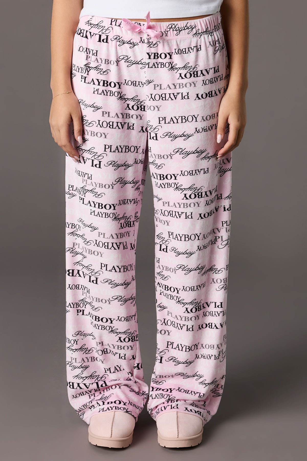 Alt View 2. Playboy Velour Printed Pajama Pant - Light Pink