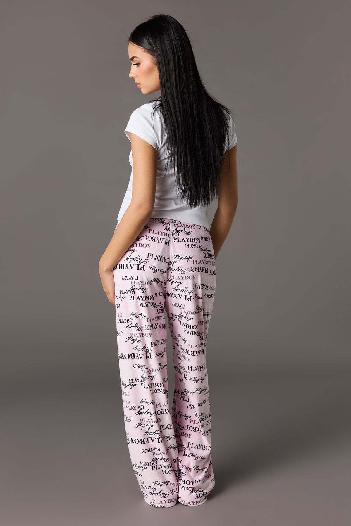 Alt View 3. Playboy Velour Printed Pajama Pant - Light Pink