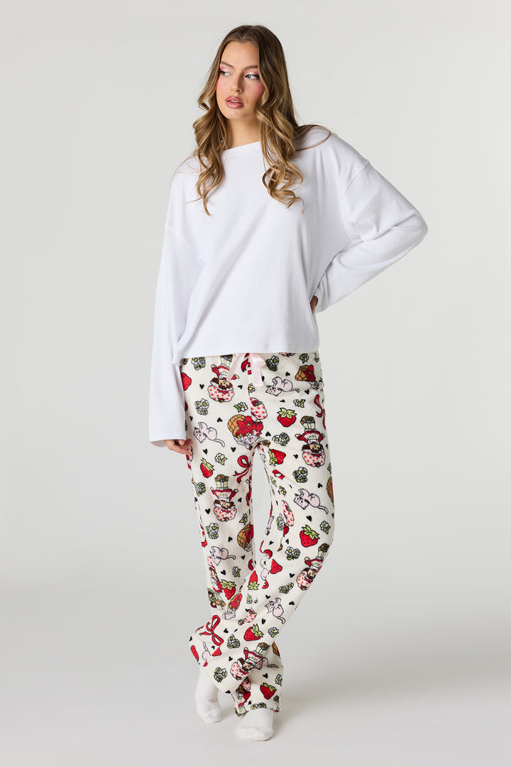 Strawberry Shortcake Print Plush Pajama Pant