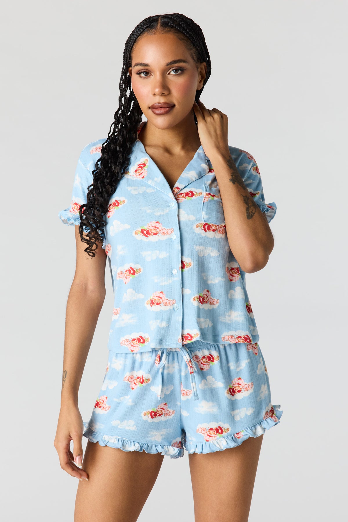 Strawberry Shortcake Pointelle Pajama Set - Light Blue