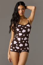 Playboy Lace Trim Pajama Romper