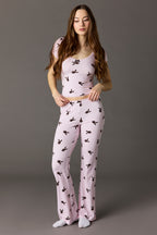 Playboy Lace Trim T-Shirt & Pant Pajama Set