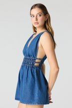 Combi-short cintré en denim
