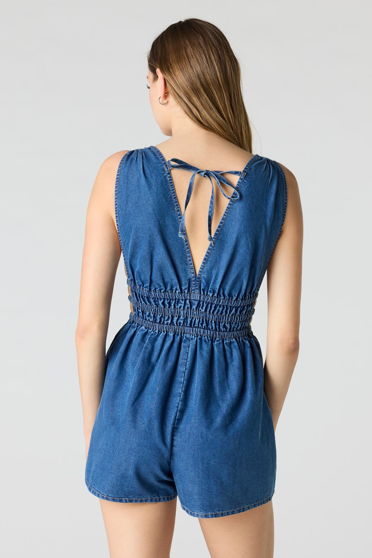 Vue alternative 2. Combi-short cintré en denim