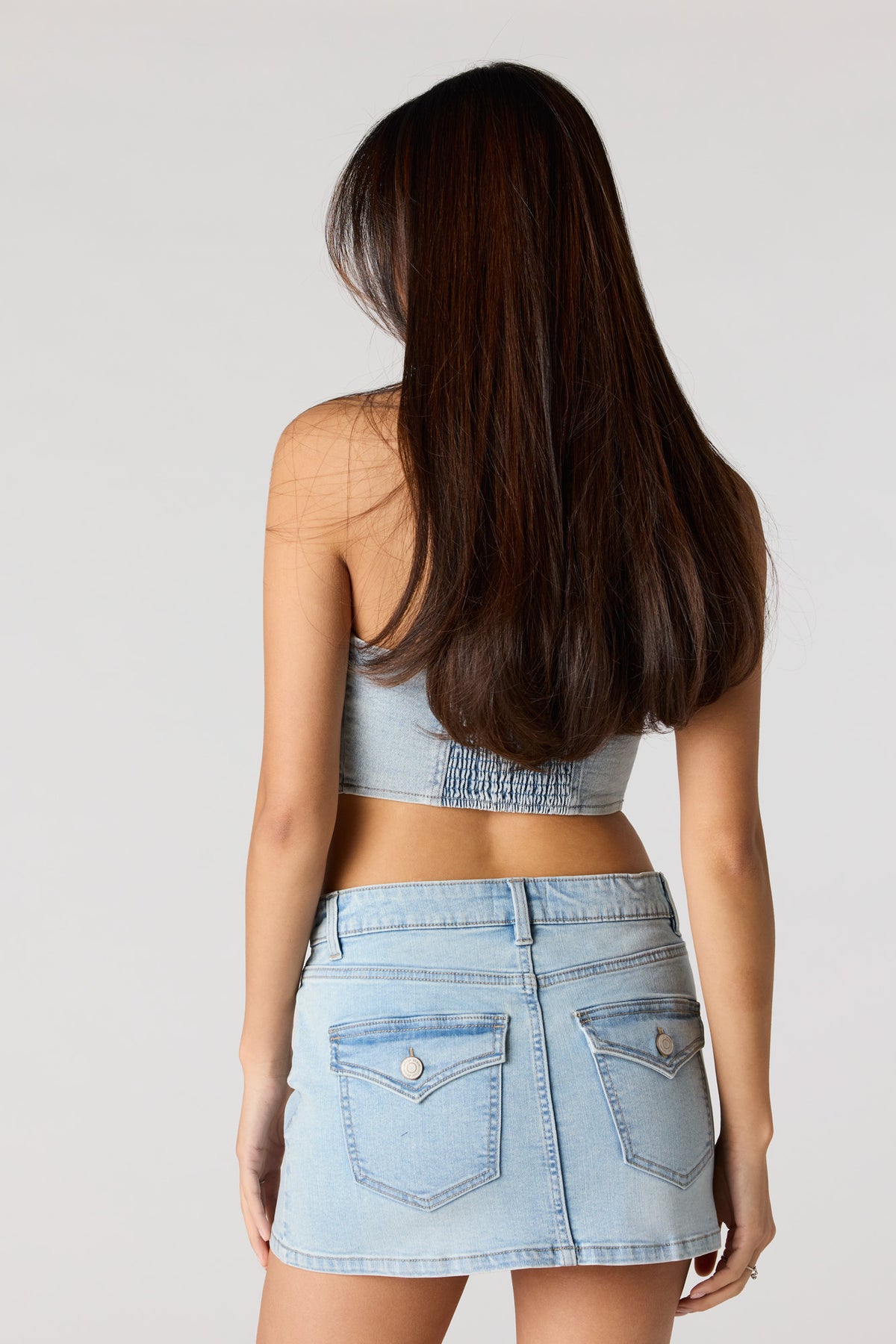 Alt View 2. Denim Mini Skirt - Light Denim Blue