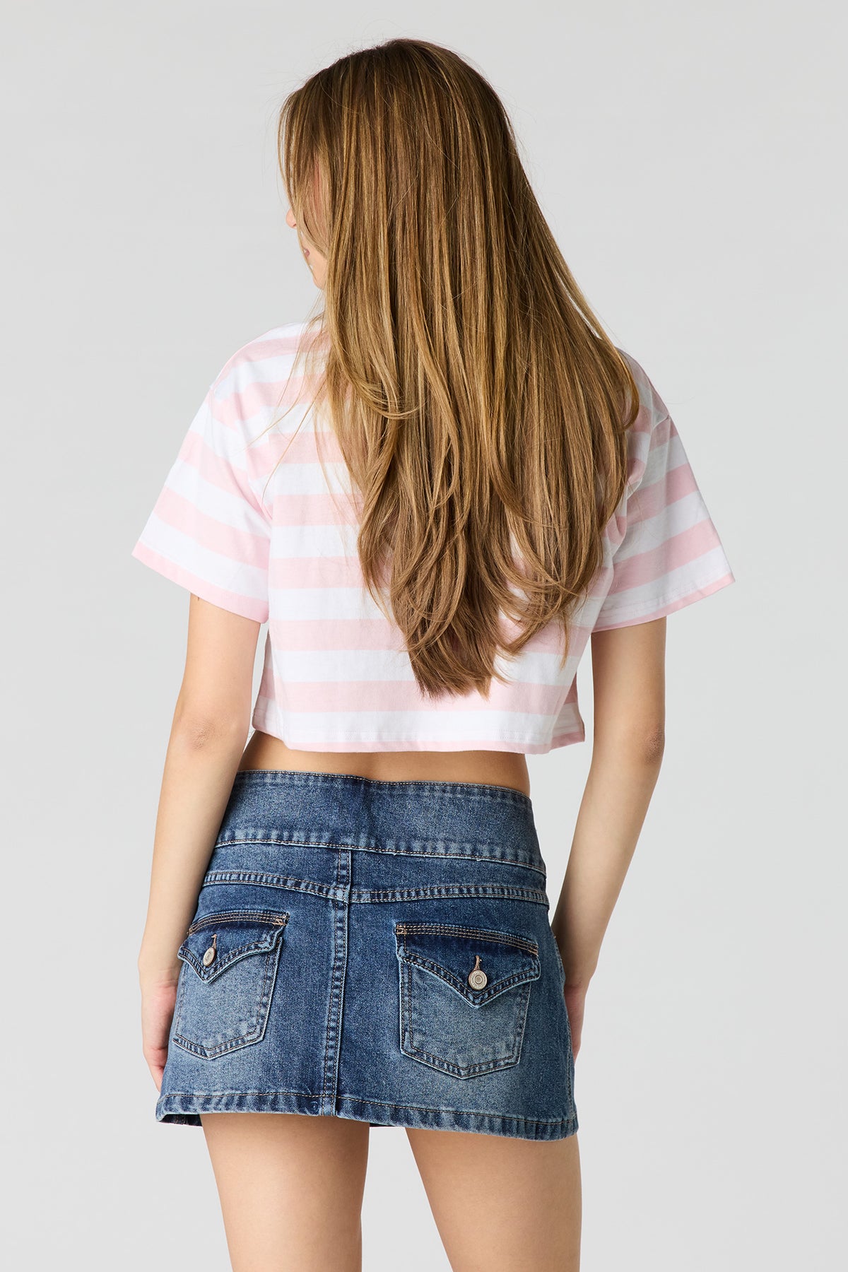 Alt View 2. Low Rise Denim Micro Skort - Midnight Blue