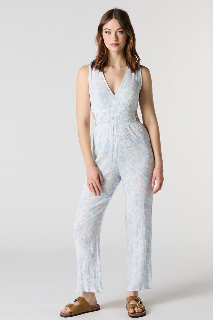 V-Neck Cut-Out Wide Leg Jumpsuit