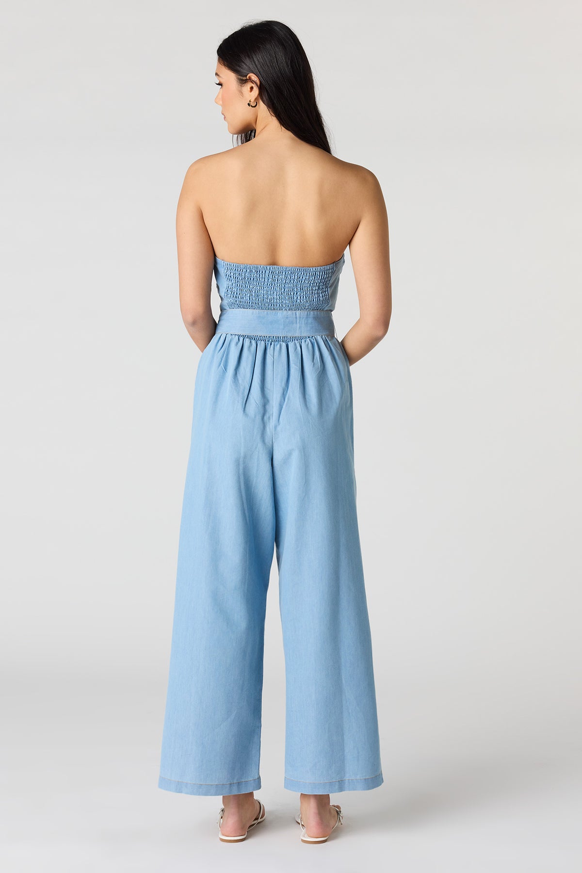 Vue alternative 3. Justaucorps sans bretelles en denim avec ceinture
