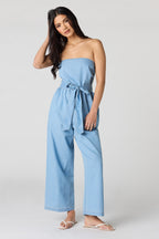Justaucorps sans bretelles en denim avec ceinture