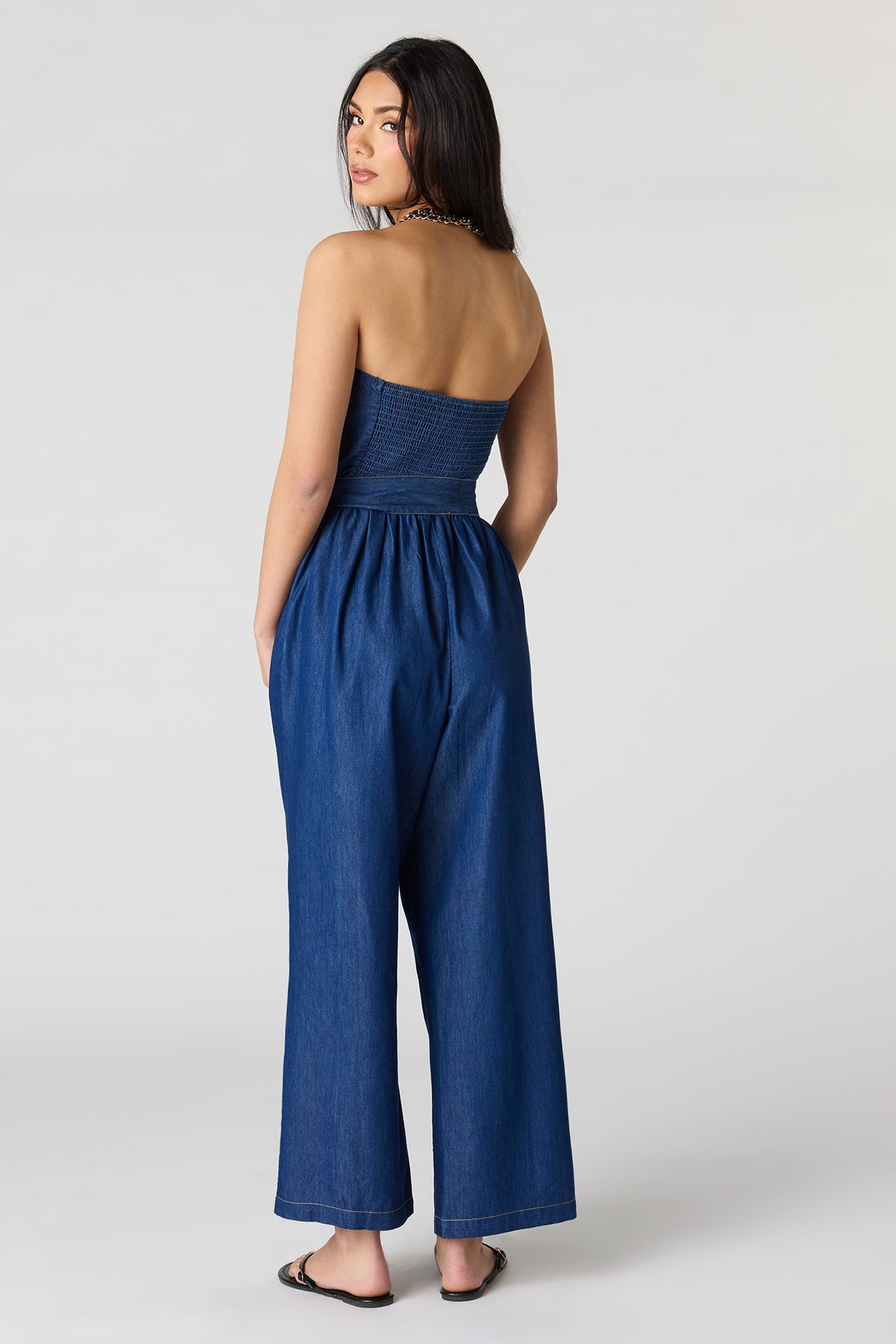 Vue alternative 3. Justaucorps sans bretelles en denim avec ceinture