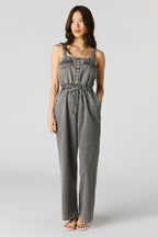 Denim Button Front Jumpsuit