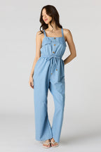 Denim Button Front Jumpsuit