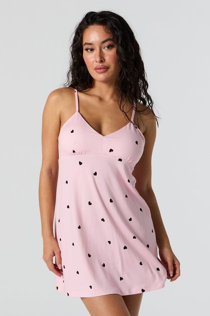 Heart Print V-Neck Pajama Dress – Urban Planet