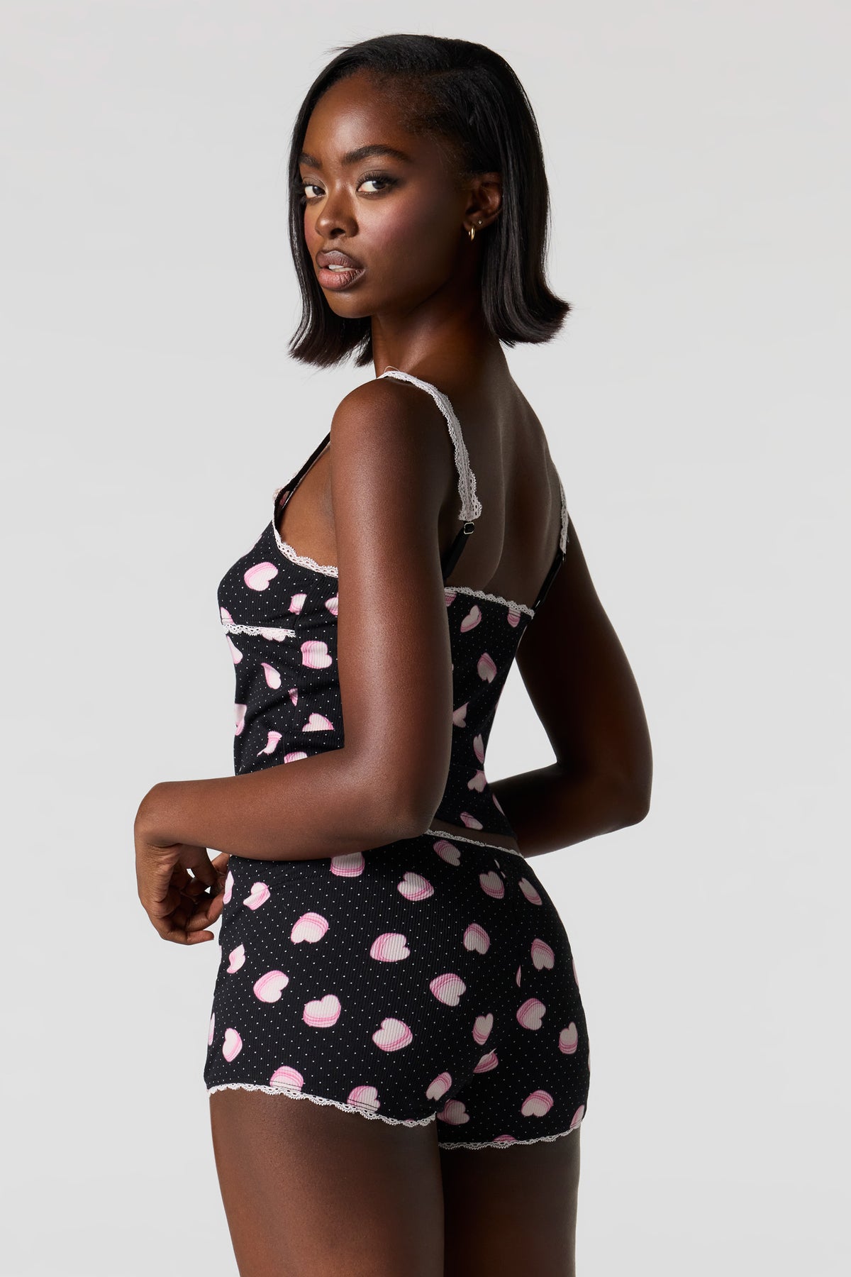 Vue alternative 2. Ensemble pyjama short et camisole côtelée imprimée
