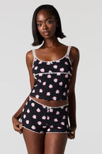Ensemble pyjama short et camisole côtelée imprimée