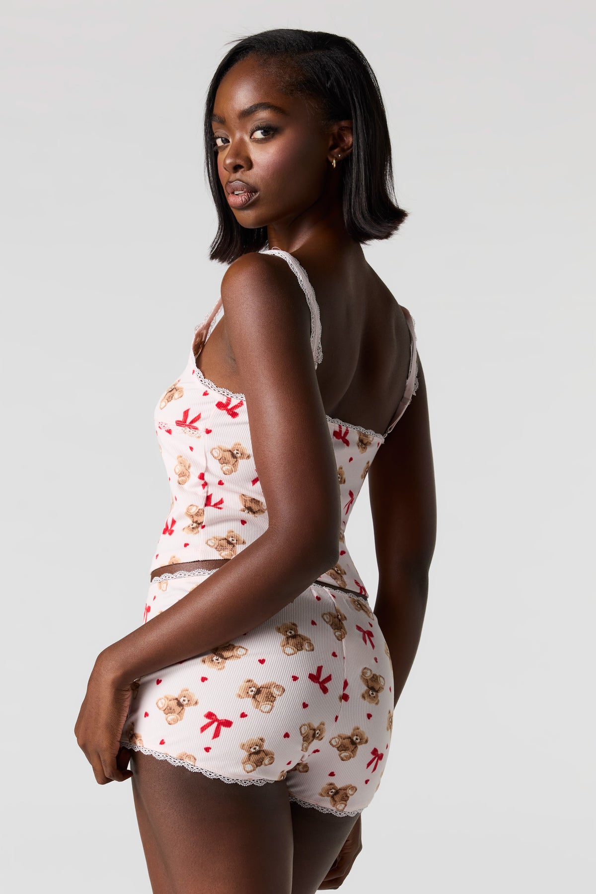 Vue alternative 2. Ensemble pyjama short et camisole côtelée imprimée