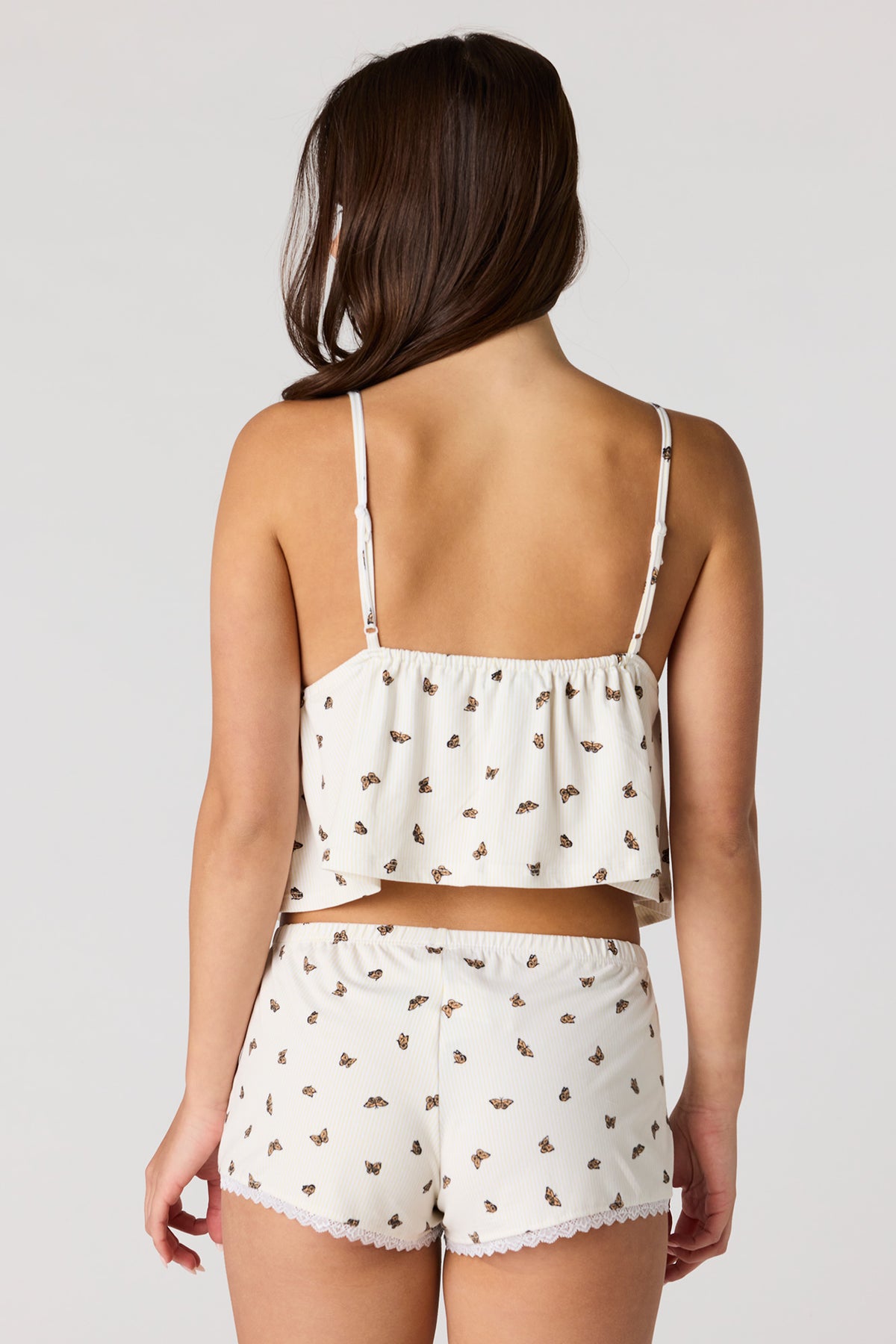 Vue alternative 2. Ensemble pyjama avec débardeur de style nuisette à ourlet en dentelle et short