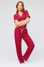 Ensemble pyjama avec haut boutonné doux et pantalon