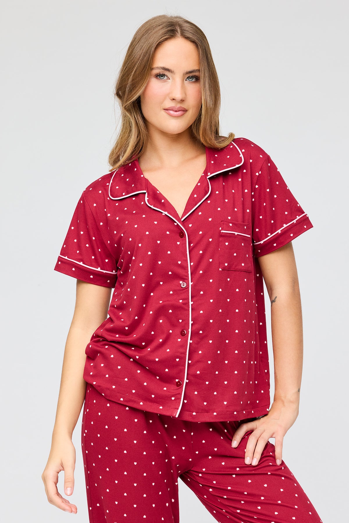 Vue alternative 2. Ensemble pyjama avec haut boutonné doux et pantalon