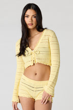 Haut crocheté à manches longues avec attache