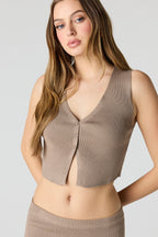 Gilet en tricot côtelé boutonné à l'avant