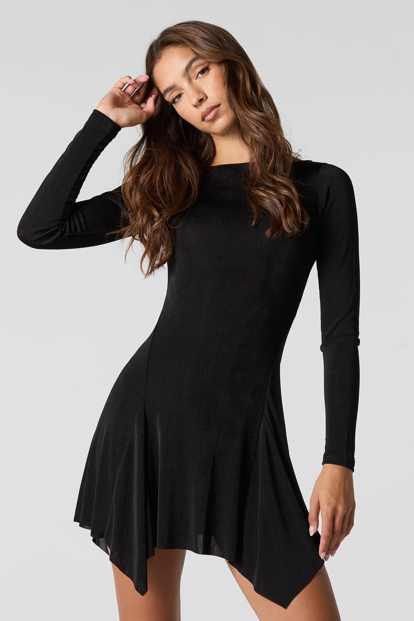 Asymmetrical Slinky Mini Dress