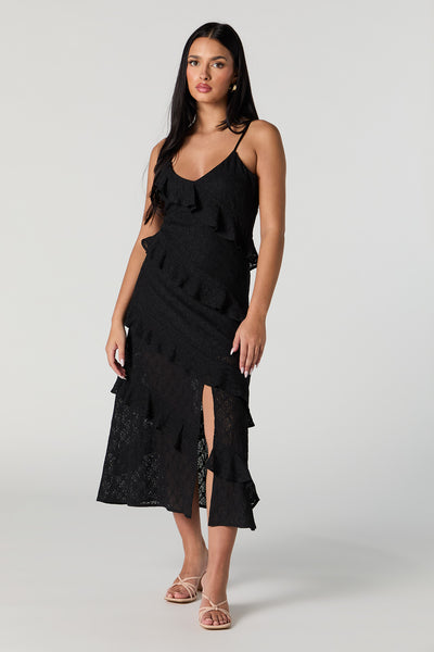 Lace Knit Ruffle Midi Dress – Urban Planet