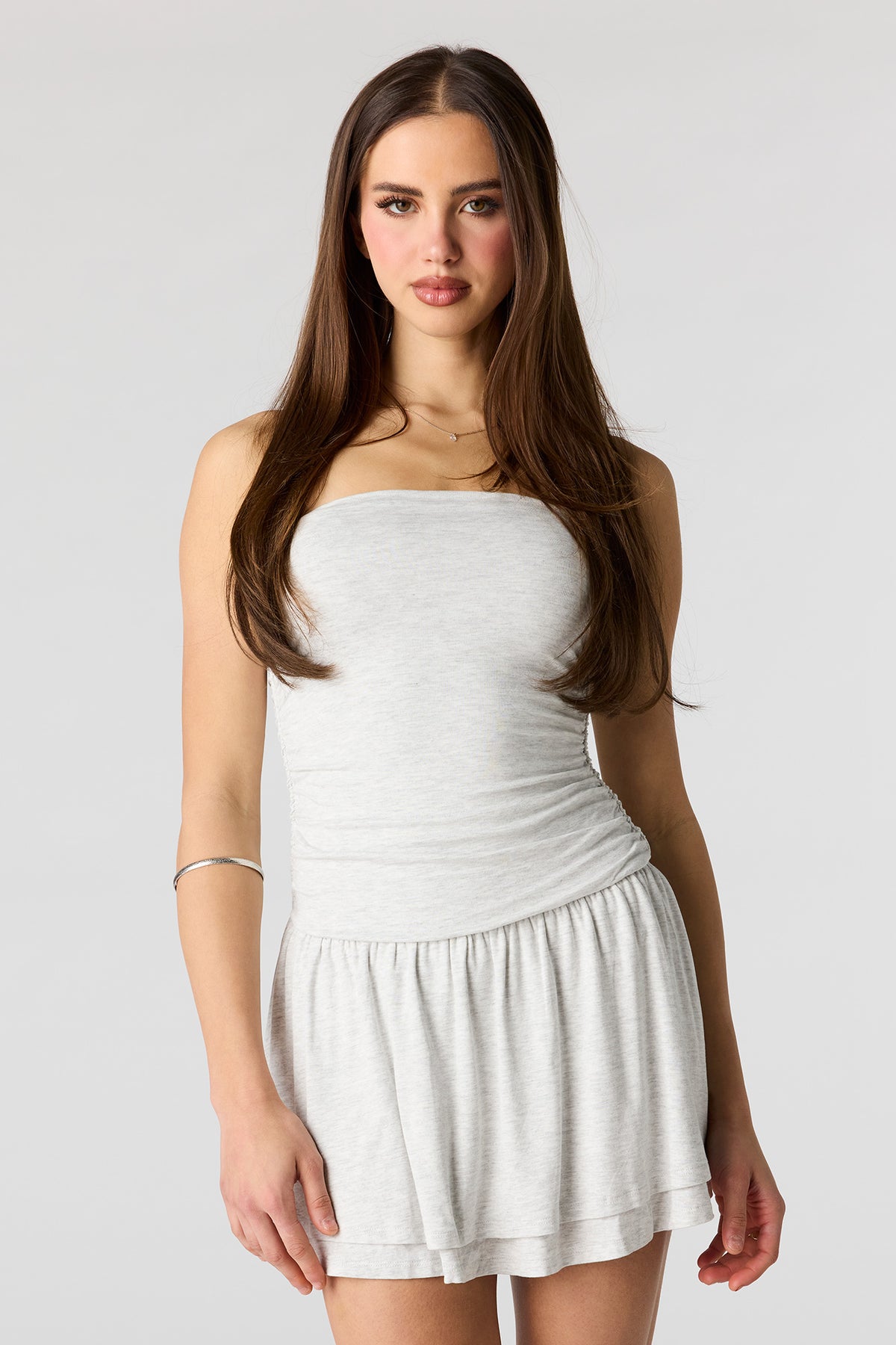 Robe combi-short tubulaire volantée