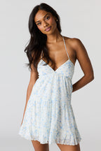 Minirobe bain-de-soleil fleurie en filet