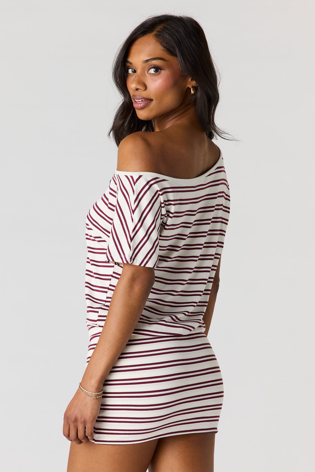 Alt View 3. Dolman Short Sleeve Mini Dress - Wine