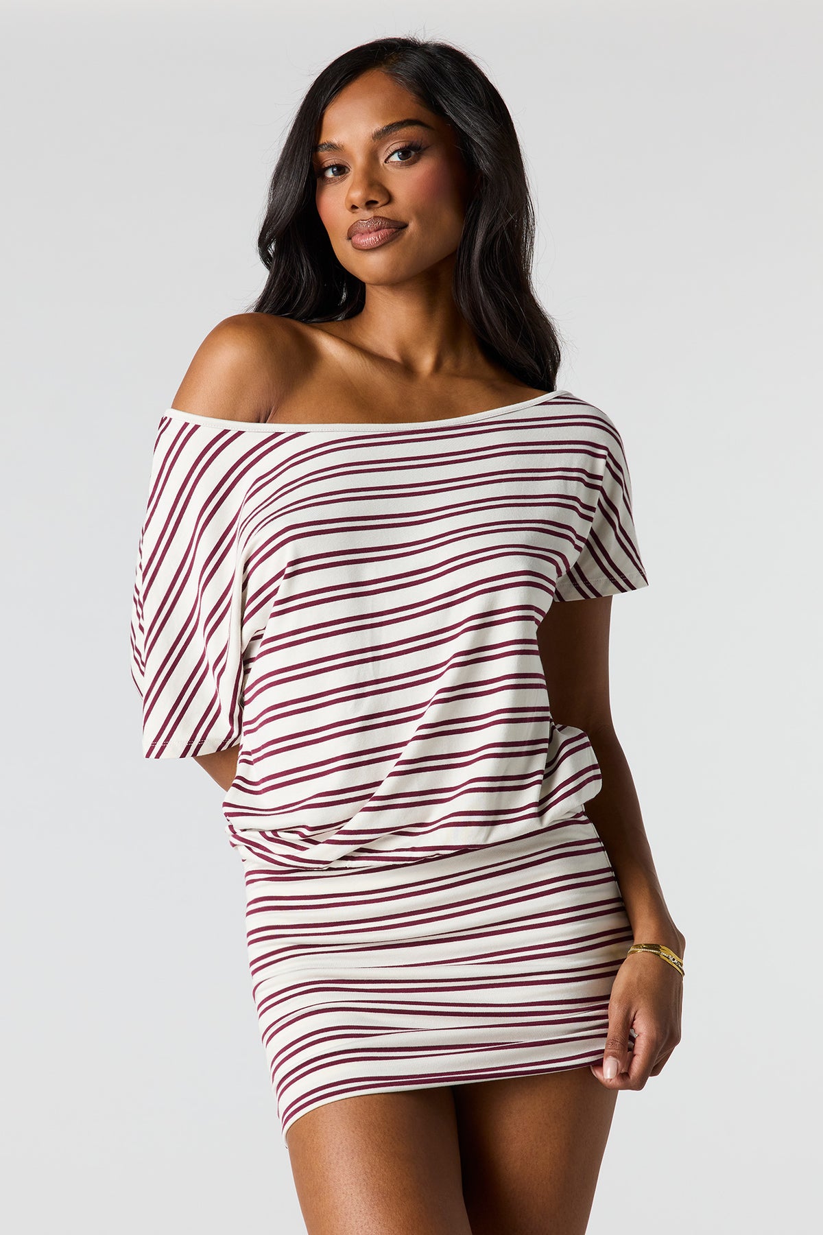 Alt View 5. Dolman Short Sleeve Mini Dress - Wine